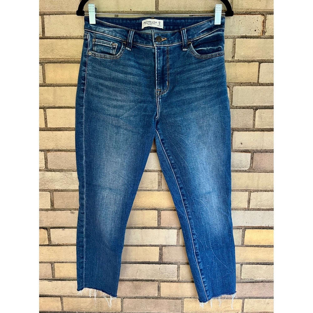 Abercrombie & Fitch Super Skinny Ankle Mid Rise Jeans Dark Wash Sz 29 8s Short